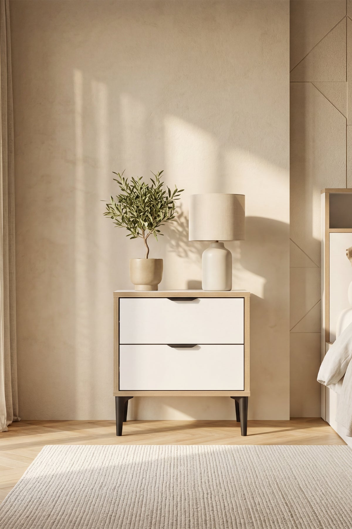Arden 2 Çekmeceli Komodin G:45 Y:52 D:40 cm - Yatak Odası | SARMOBİ