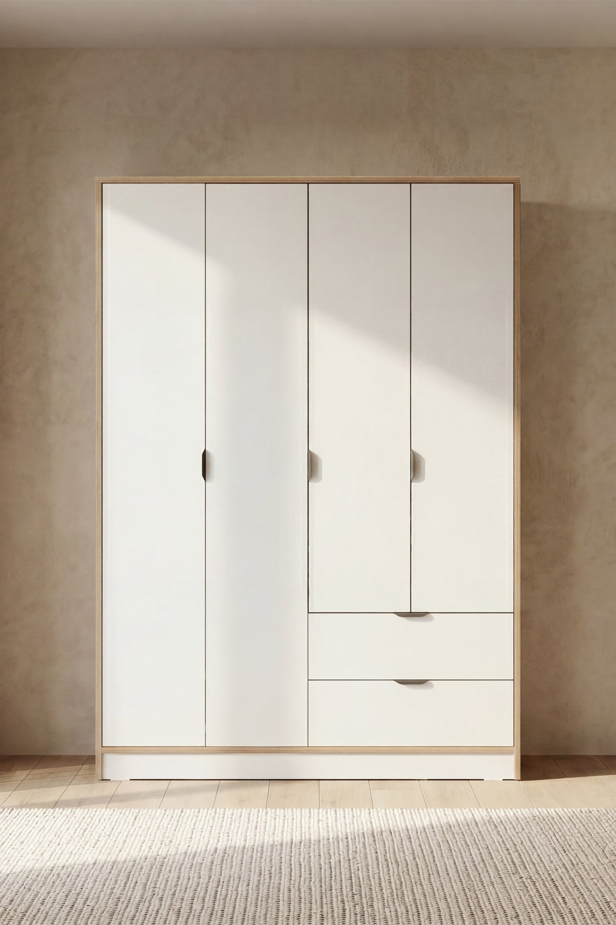 Arden 4 Kapaklı 2 Çekmeceli Gardırop/Dolap Y:182 G:145 D:44 / Beyaz - Yatak Odası / Gardırop