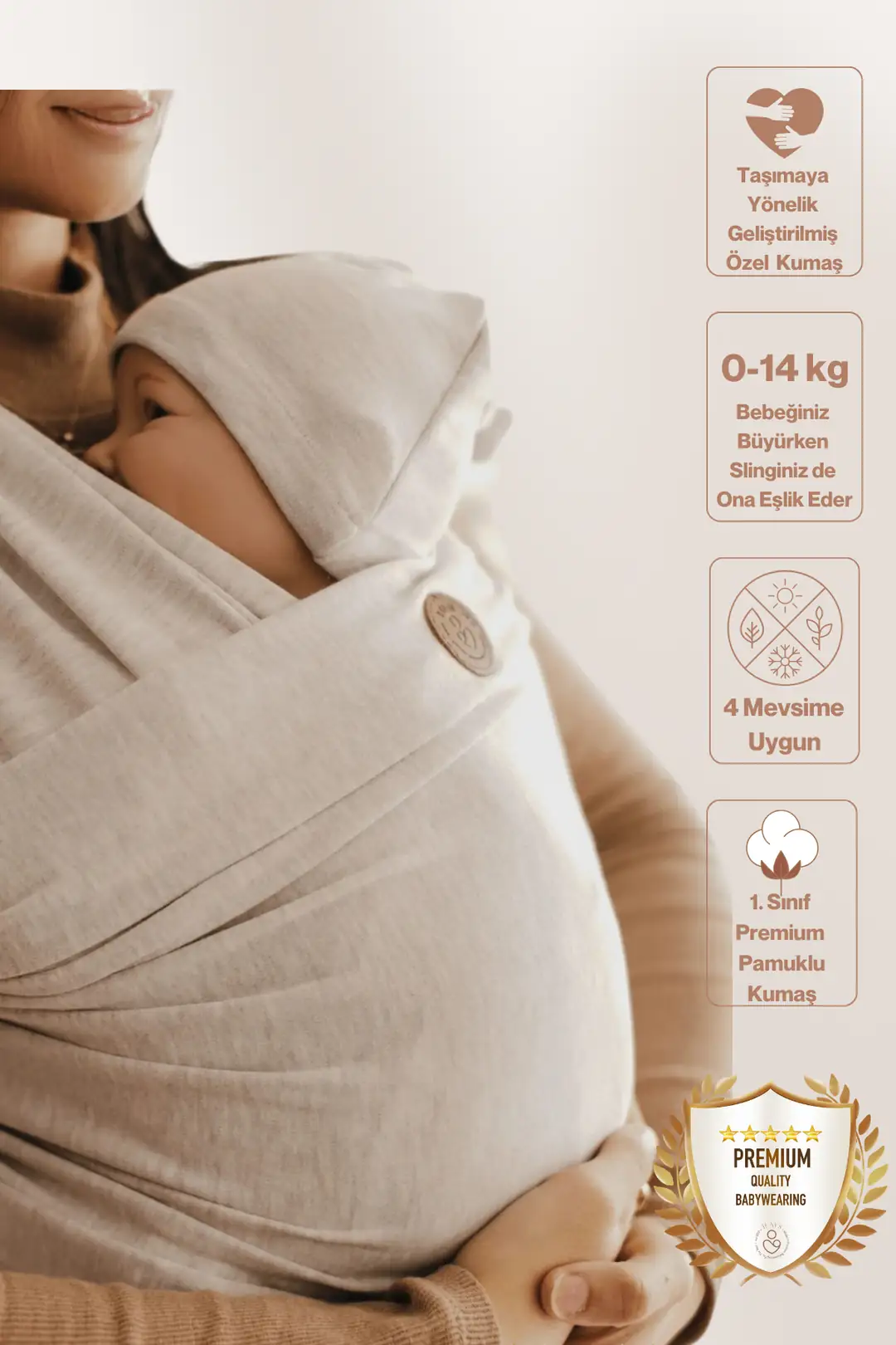 Premium Esnek Wrap Sling ( Babysling - sling - babysling - bebek taşıma şalı - babywearing - kanguru ) - Giyim / Bebek Giyim - Görsel 4