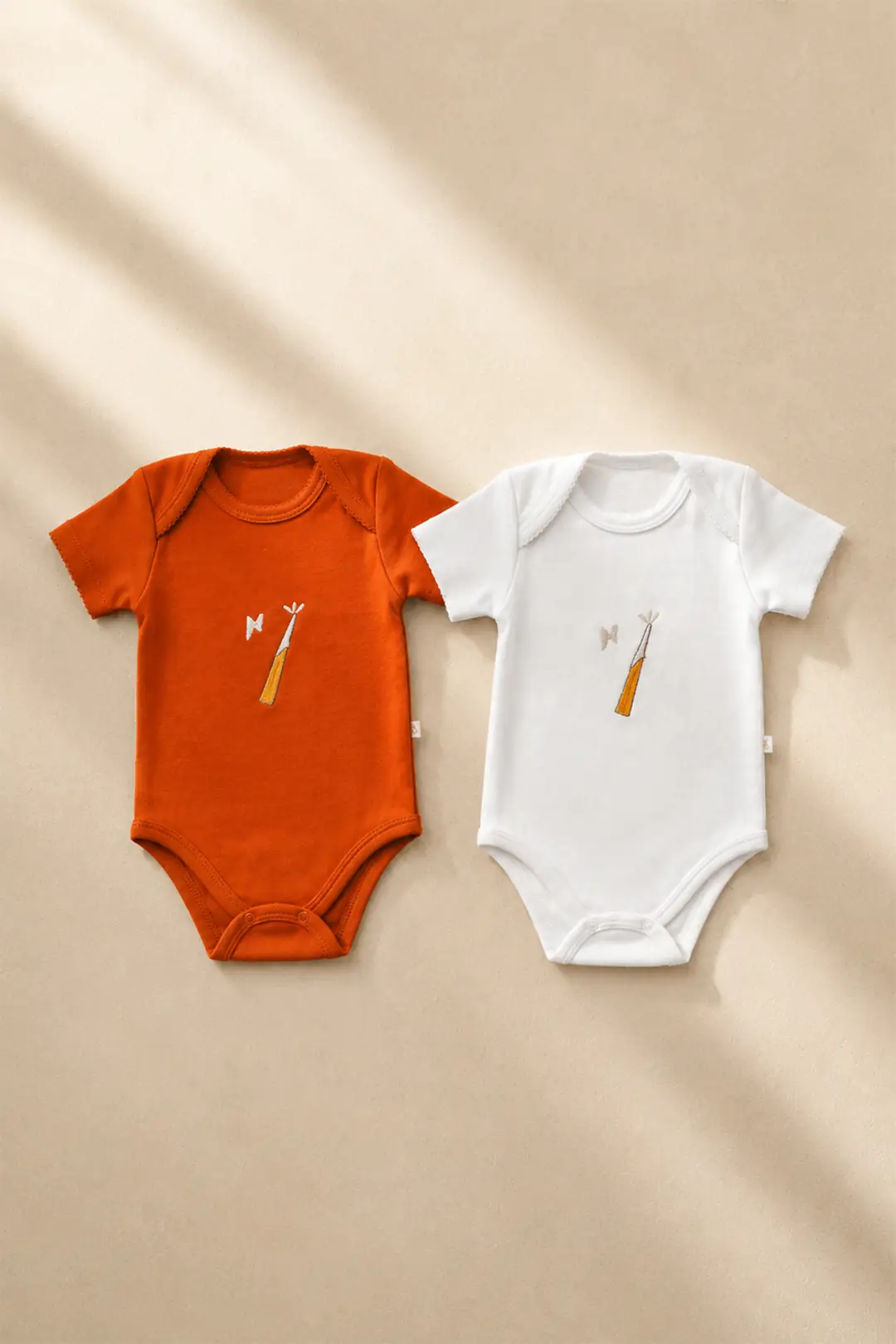 Premium %100 Pamuklu Çıt çıtlı Nakışlı Bebek Zıbın Body 2li Set takım - Giyim / Bebek Giyim - Görsel 2