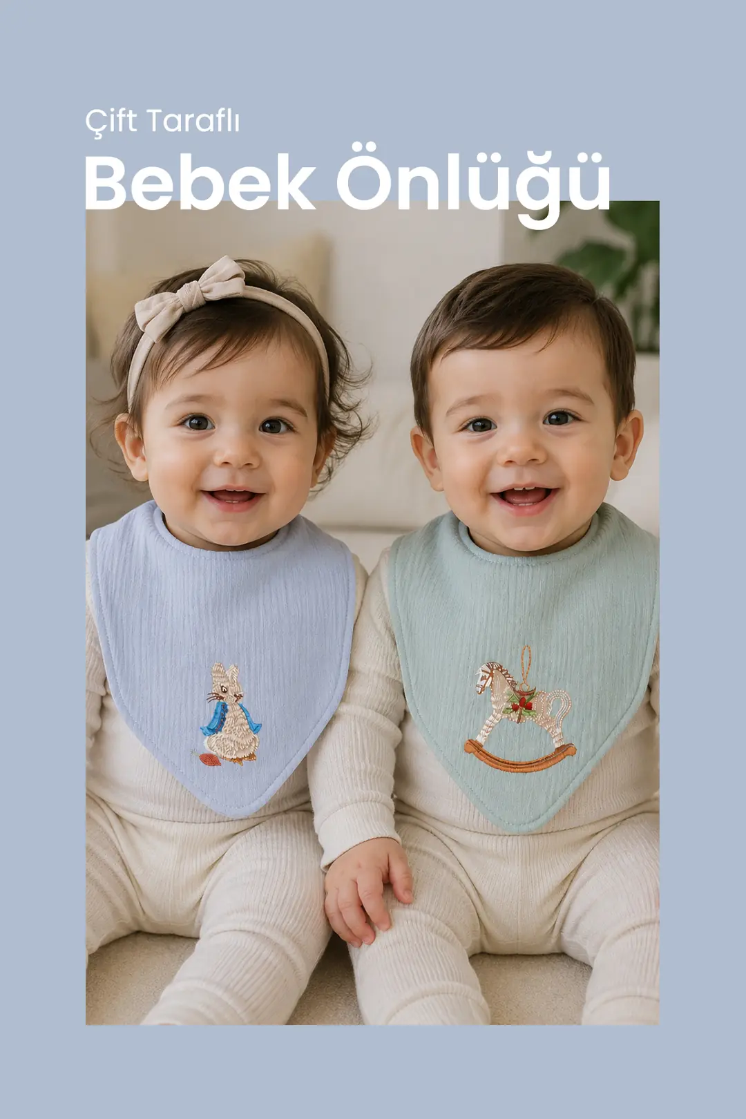 Çift Taraflı Bebek Önlüğü İkili Takım ( önlük mama önlüğü salya bezi) - Giyim / Bebek Giyim | ILAYS MABEL