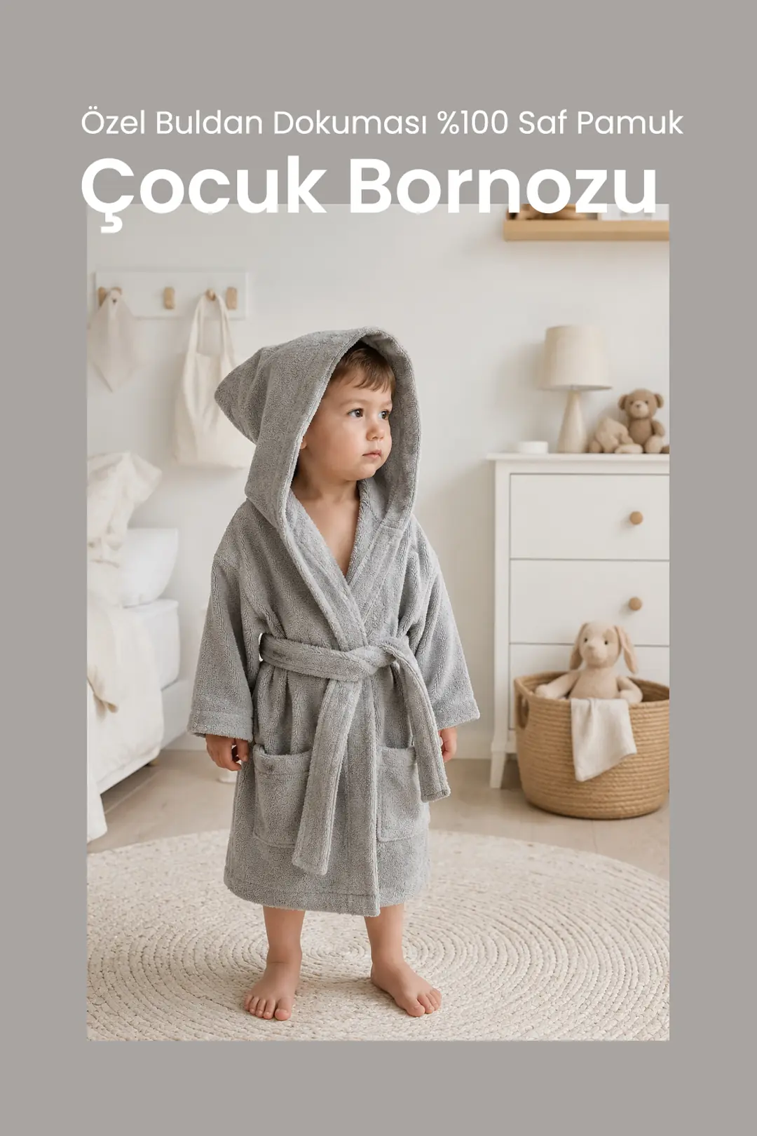 Özel Buldan Dokuması %100 Saf Pamuk Çocuk Bornozu banyo bornozu - Giyim / Çocuk Giyim | ILAYS MABEL