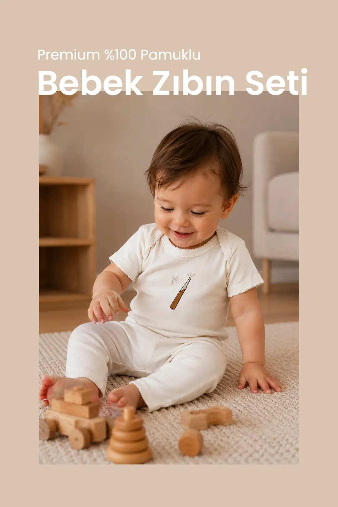 Kısa Kollu Bebek Body Zıbın Takımı - Nakış İşlemeli - Giyim / Bebek Giyim | ILAYS MABEL