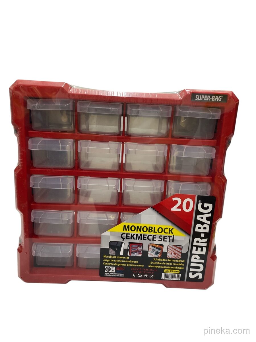 Superbag Mono Blok Çekmece Seti 20'li Hobby Organizer Seti Monoblok Çekmece Vida Dübel Kutusu - Küçük Ev Aletleri / Ütü