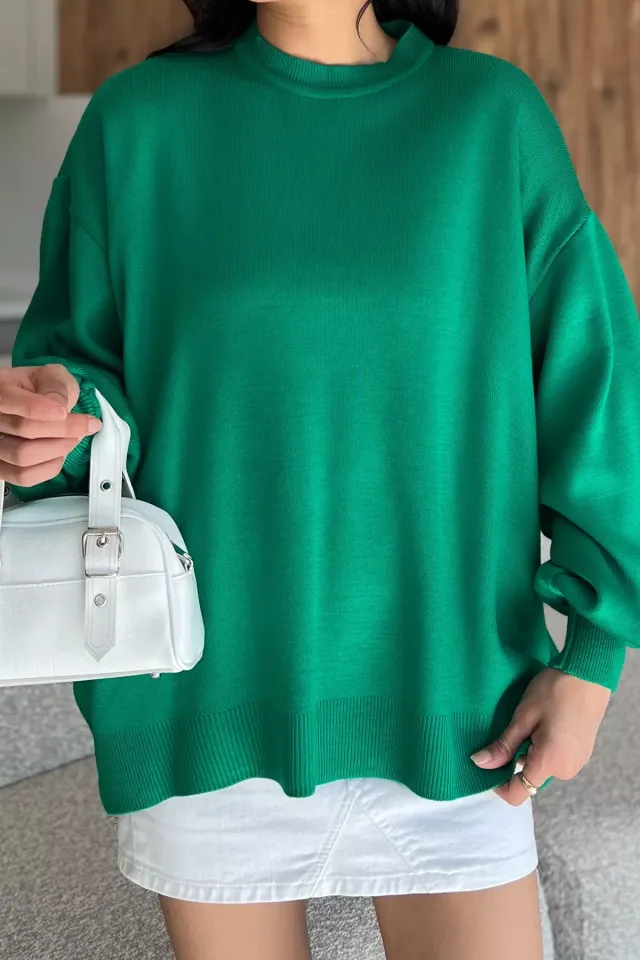 Kadın Oversize Balon Kol Triko Kazak Krem TZL-P-035426 - Giyim - Görsel 2