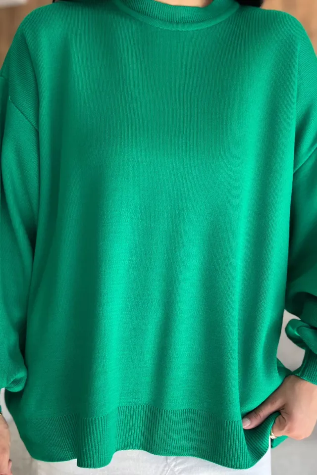 Kadın Oversize Balon Kol Triko Kazak Krem TZL-P-035426 - Giyim - Görsel 3