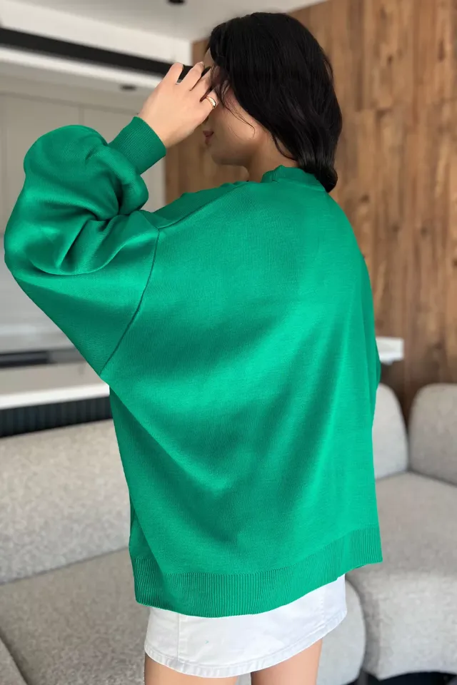 Kadın Oversize Balon Kol Triko Kazak Krem TZL-P-035426 - Giyim - Görsel 4